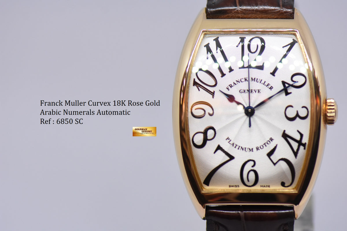 [SOLD] FRANCK MULLER CURVEX 18K ROSE GOLD ARABIC NUMERAL DIAL AUTOMATIC 6850 SC (MINT)
