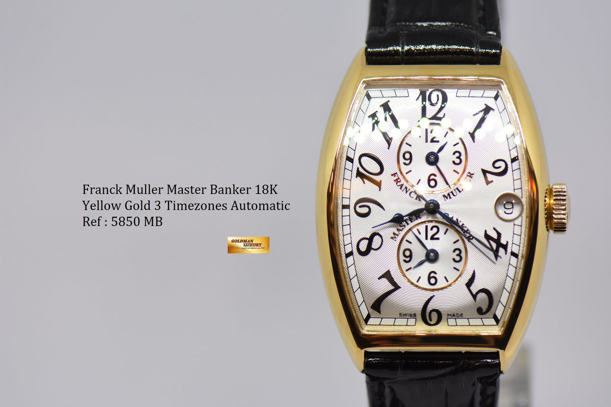 [SOLD] FRANCK MULLER MASTER BANKER 18K YELLOW GOLD 3 TIMEZONES AUTOMATIC 5850 MB (MINT)
