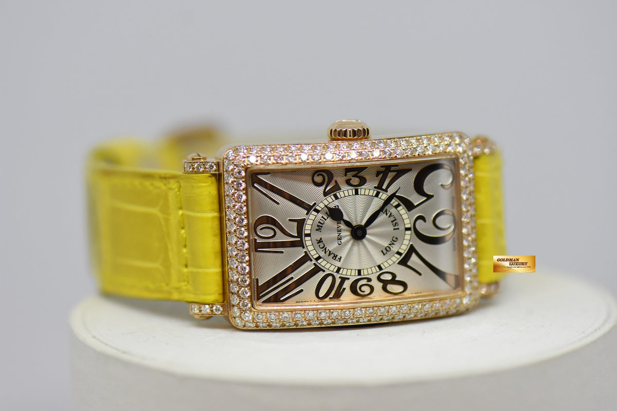 [SOLD] FRANCK MULLER LONG ISLAND LADIES 18K YELLOW GOLD ORIGINAL DIAMONDS RELIEF DIAL QUARTZ 902 QZ D (MINT)