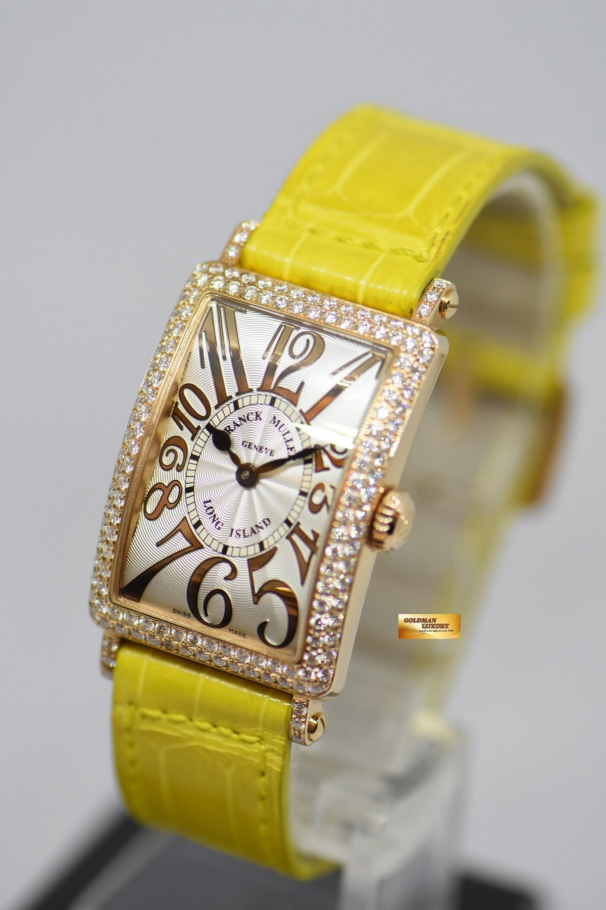 [SOLD] FRANCK MULLER LONG ISLAND LADIES 18K YELLOW GOLD ORIGINAL DIAMONDS RELIEF DIAL QUARTZ 902 QZ D (MINT)