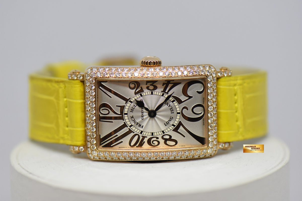 [SOLD] FRANCK MULLER LONG ISLAND LADIES 18K YELLOW GOLD ORIGINAL DIAMONDS RELIEF DIAL QUARTZ 902 QZ D (MINT)