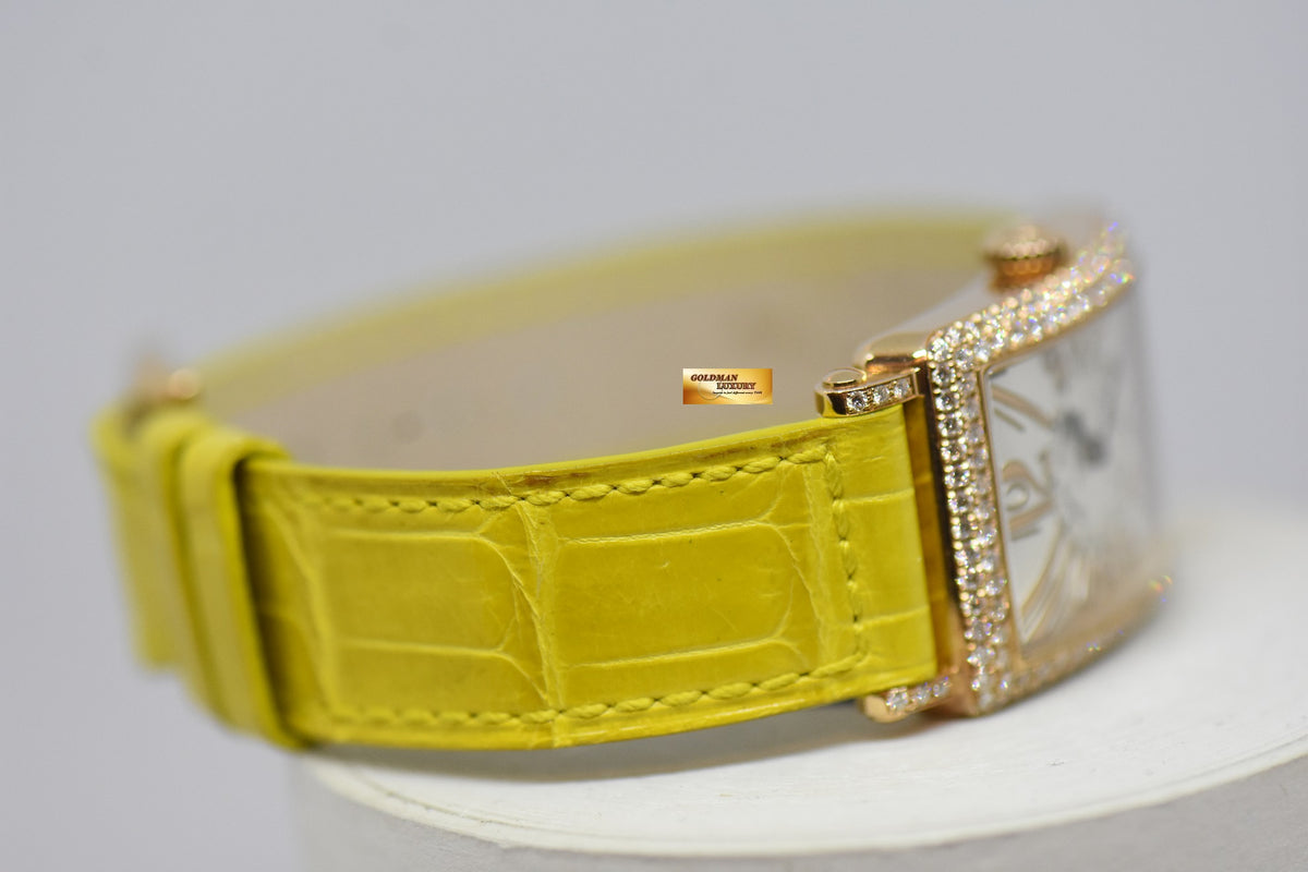 [SOLD] FRANCK MULLER LONG ISLAND LADIES 18K YELLOW GOLD ORIGINAL DIAMONDS RELIEF DIAL QUARTZ 902 QZ D (MINT)