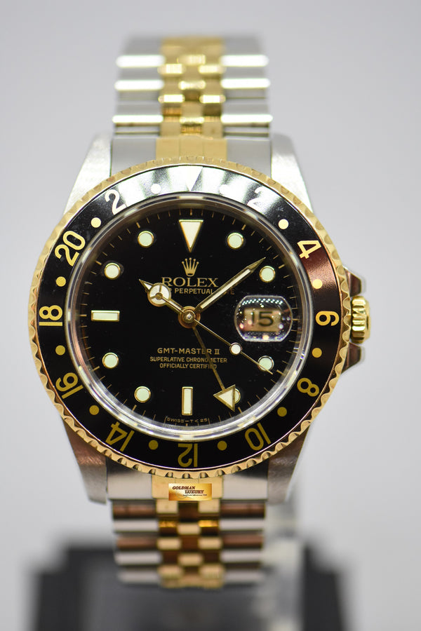 [SOLD] ROLEX OYSTER PERPETUAL GMT-MASTER II 40mm HALF-GOLD JUBILEE BRACELET BLACK TRITIUM DIAL 16713 (NEO-VINTAGE)
