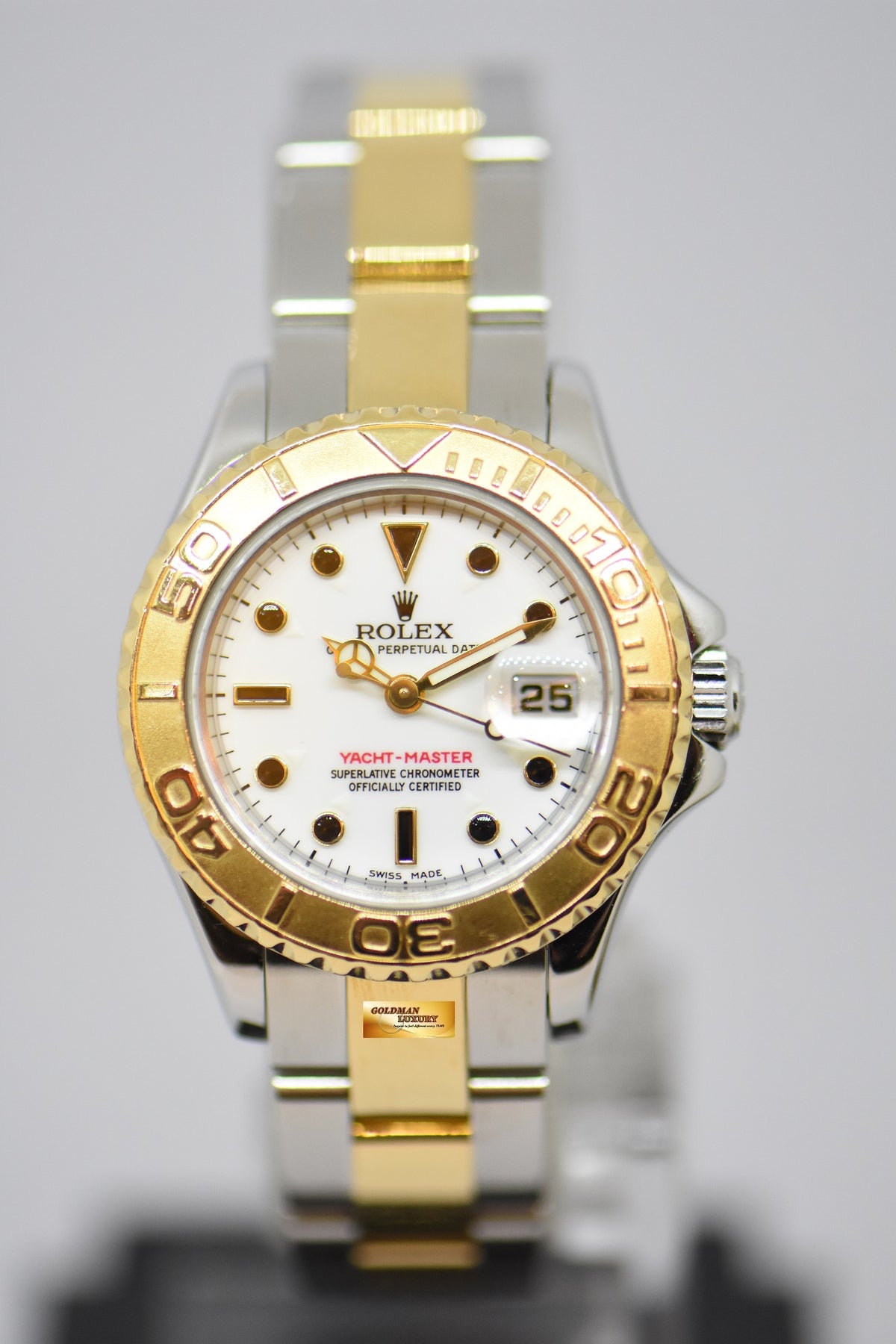 [SOLD] ROLEX OYSTER PERPETUAL YACHT-MASTER 29mm HALF-GOLD WHITE DIAL 169623 (MINT)