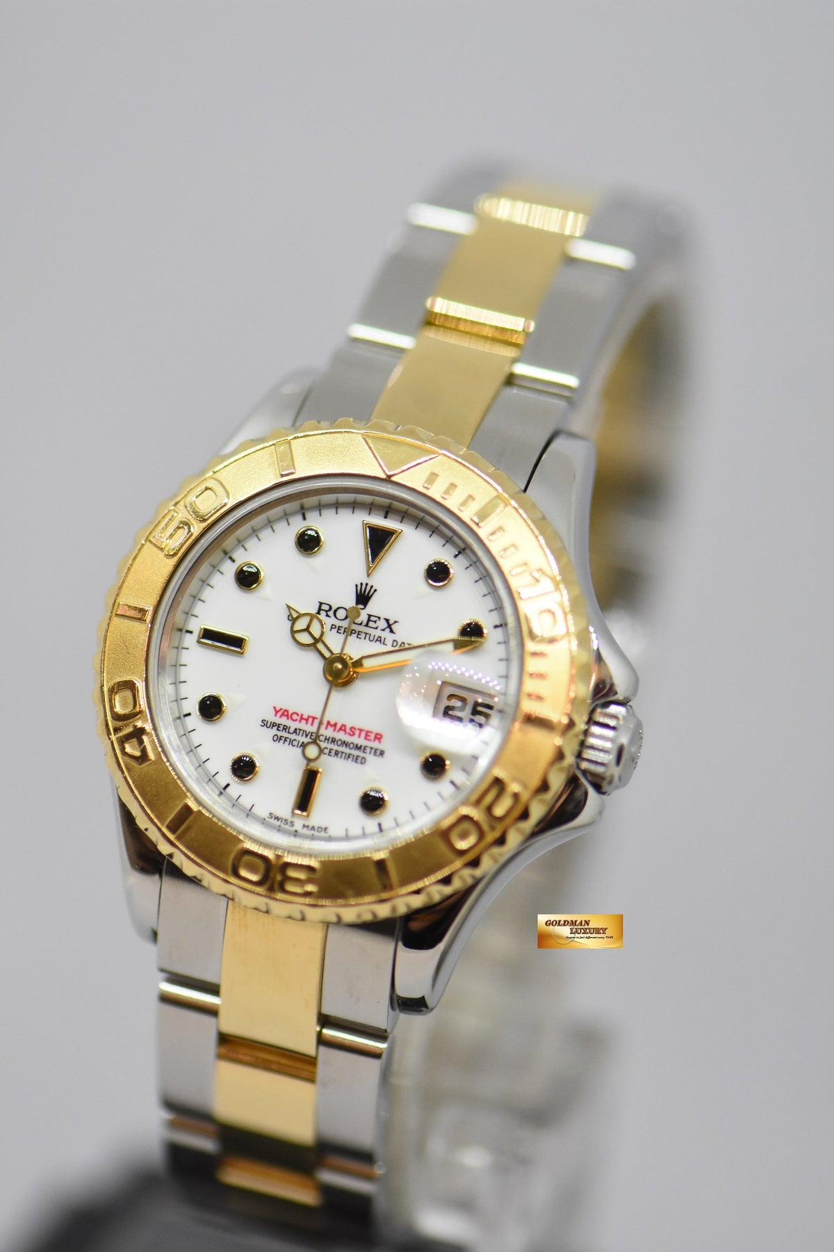 [SOLD] ROLEX OYSTER PERPETUAL YACHT-MASTER 29mm HALF-GOLD WHITE DIAL 169623 (MINT)