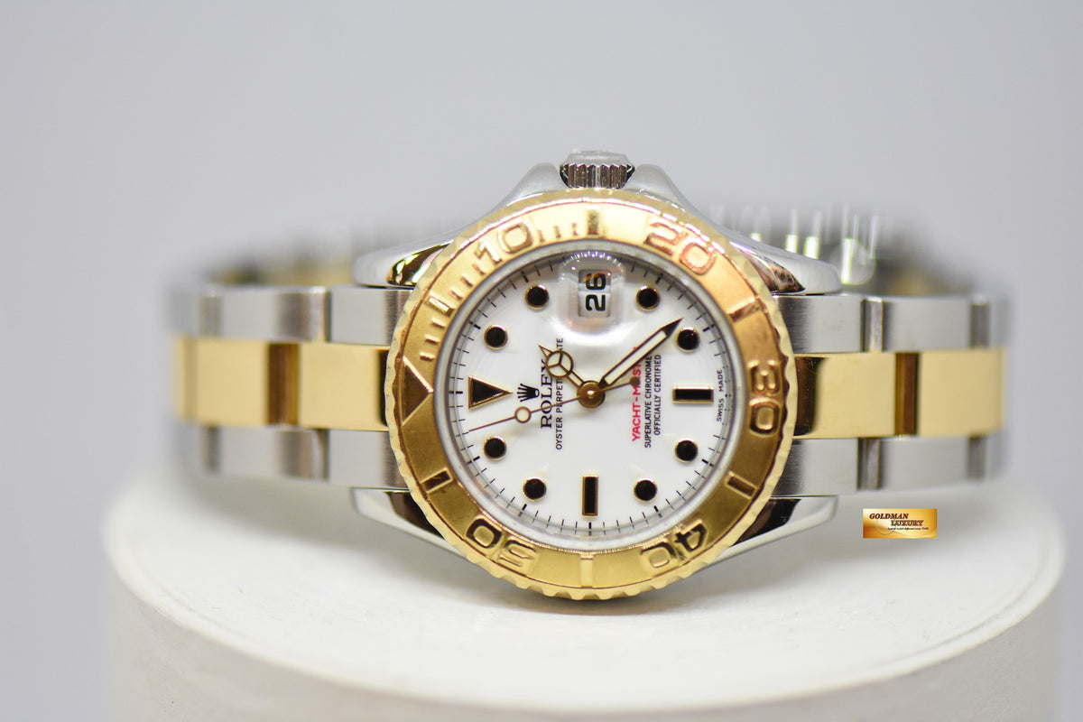 [SOLD] ROLEX OYSTER PERPETUAL YACHT-MASTER 29mm HALF-GOLD WHITE DIAL 169623 (MINT)