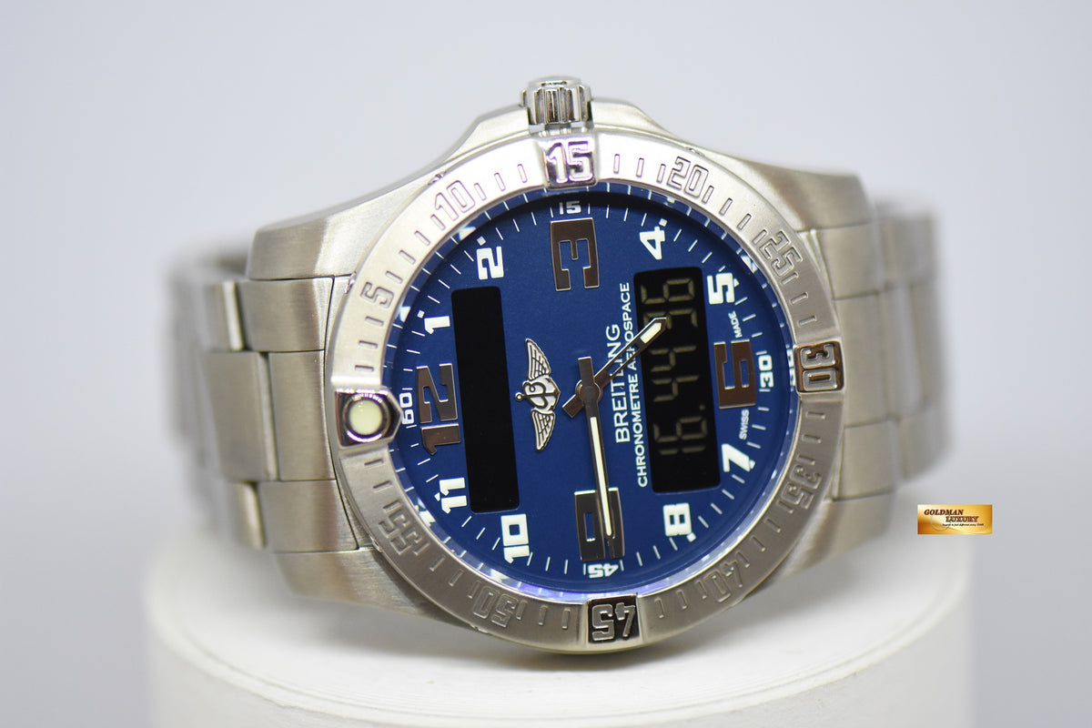 [SOLD] BREITLING AEROSPACE EVO 43mm TITANIUM IN BRACELET SUPERQUARTZ BLUE (MINT)