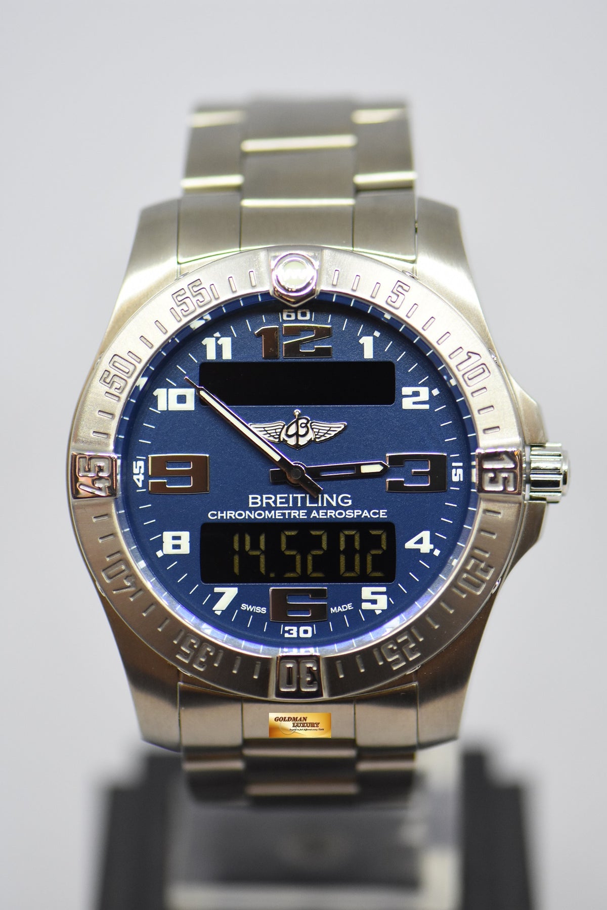 [SOLD] BREITLING AEROSPACE EVO 43mm TITANIUM IN BRACELET SUPERQUARTZ BLUE (MINT)