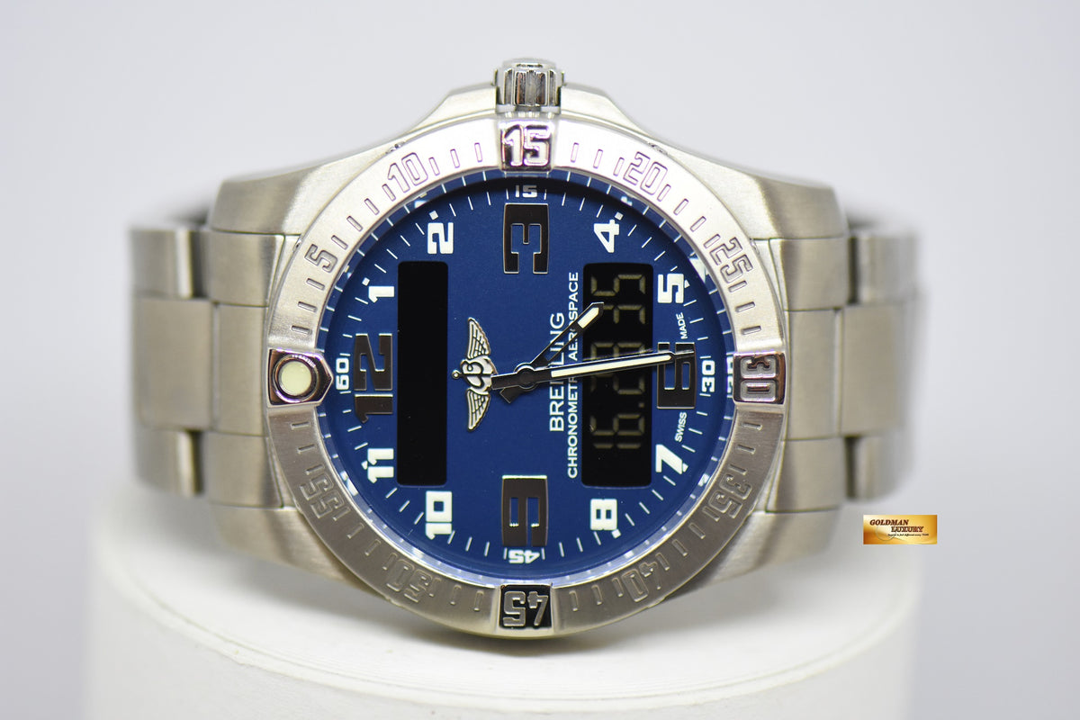 [SOLD] BREITLING AEROSPACE EVO 43mm TITANIUM IN BRACELET SUPERQUARTZ BLUE (MINT)