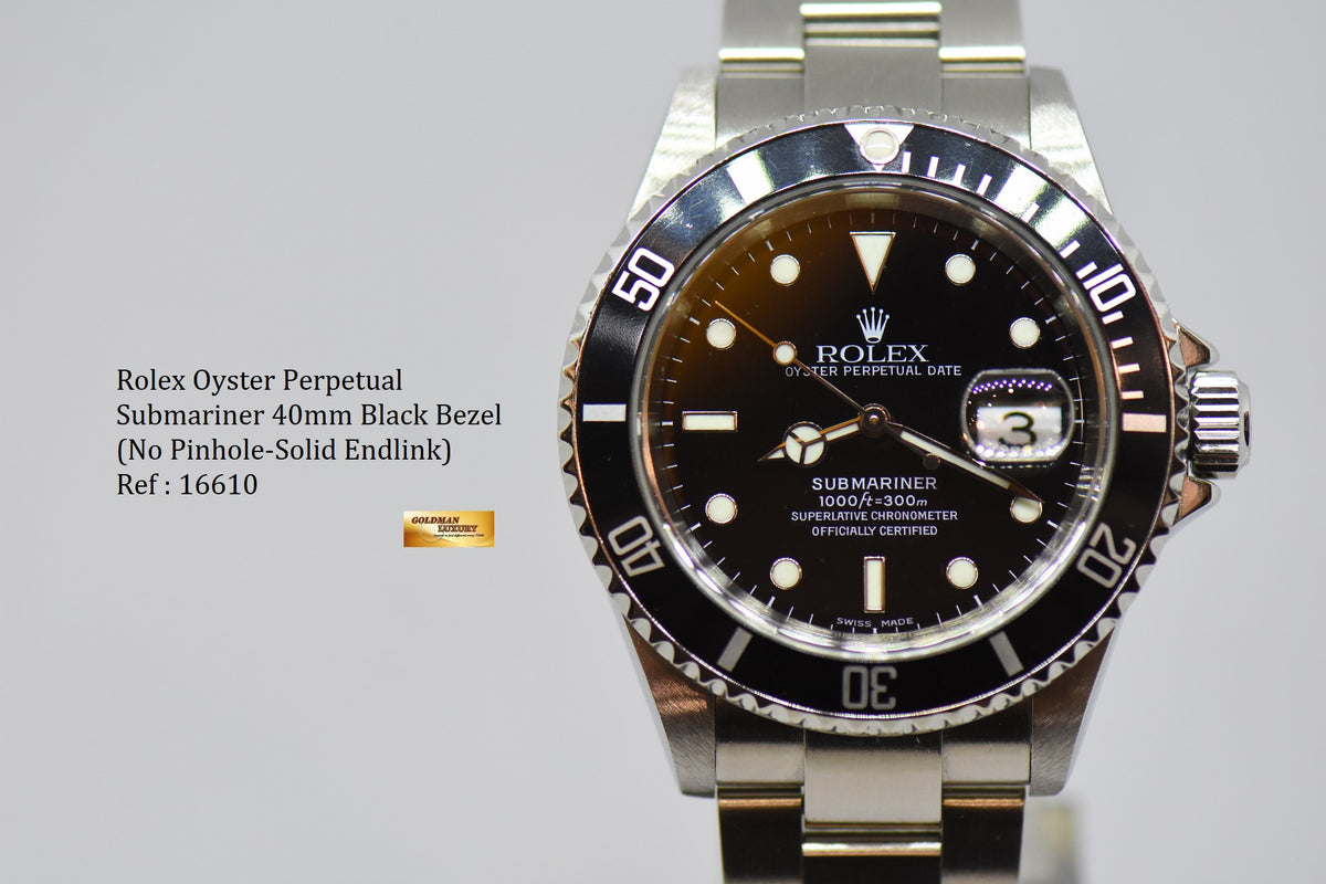 [SOLD] ROLEX OYSTER PERPETUAL SUBMARINER 40mm BLACK 16610 (NO PINHOLE – SOLID ENDLINKS) (MINT)
