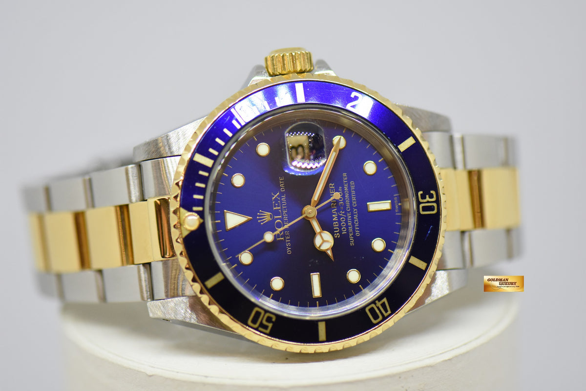 [SOLD] ROLEX OYSTER PERPETUAL SUBMARINER HALF-GOLD BLUE 16613LB (PINHOLE) (MINT)
