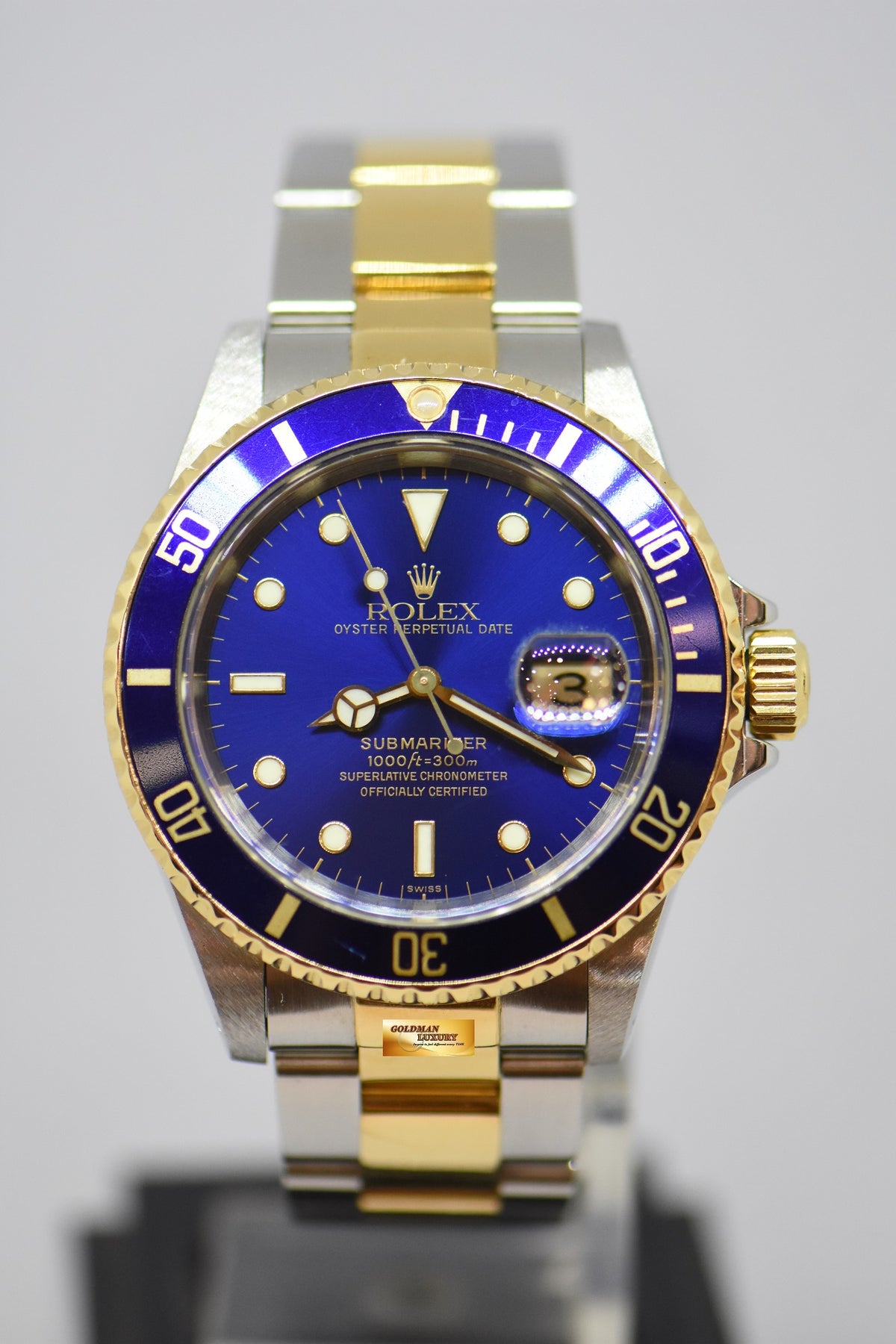 [SOLD] ROLEX OYSTER PERPETUAL SUBMARINER HALF-GOLD BLUE 16613LB (PINHOLE) (MINT)