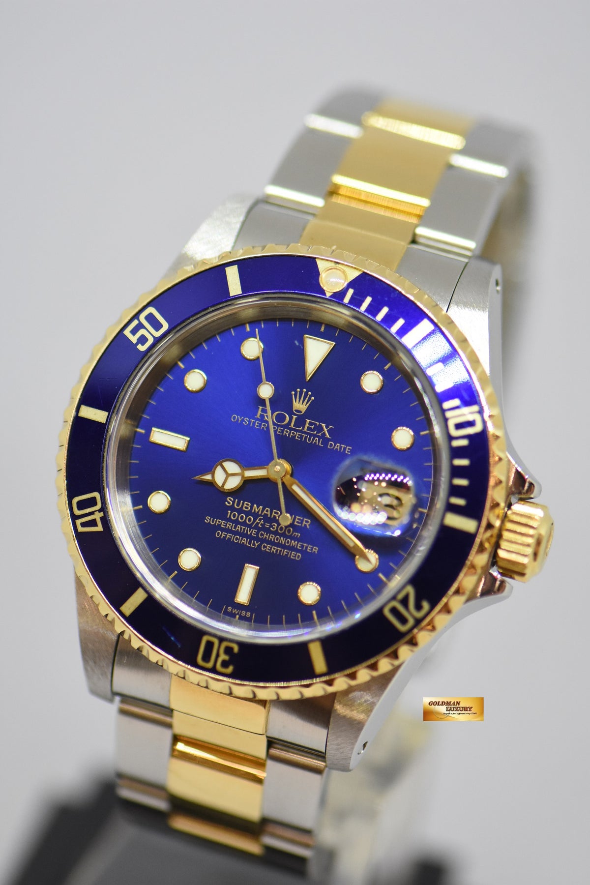 [SOLD] ROLEX OYSTER PERPETUAL SUBMARINER HALF-GOLD BLUE 16613LB (PINHOLE) (MINT)