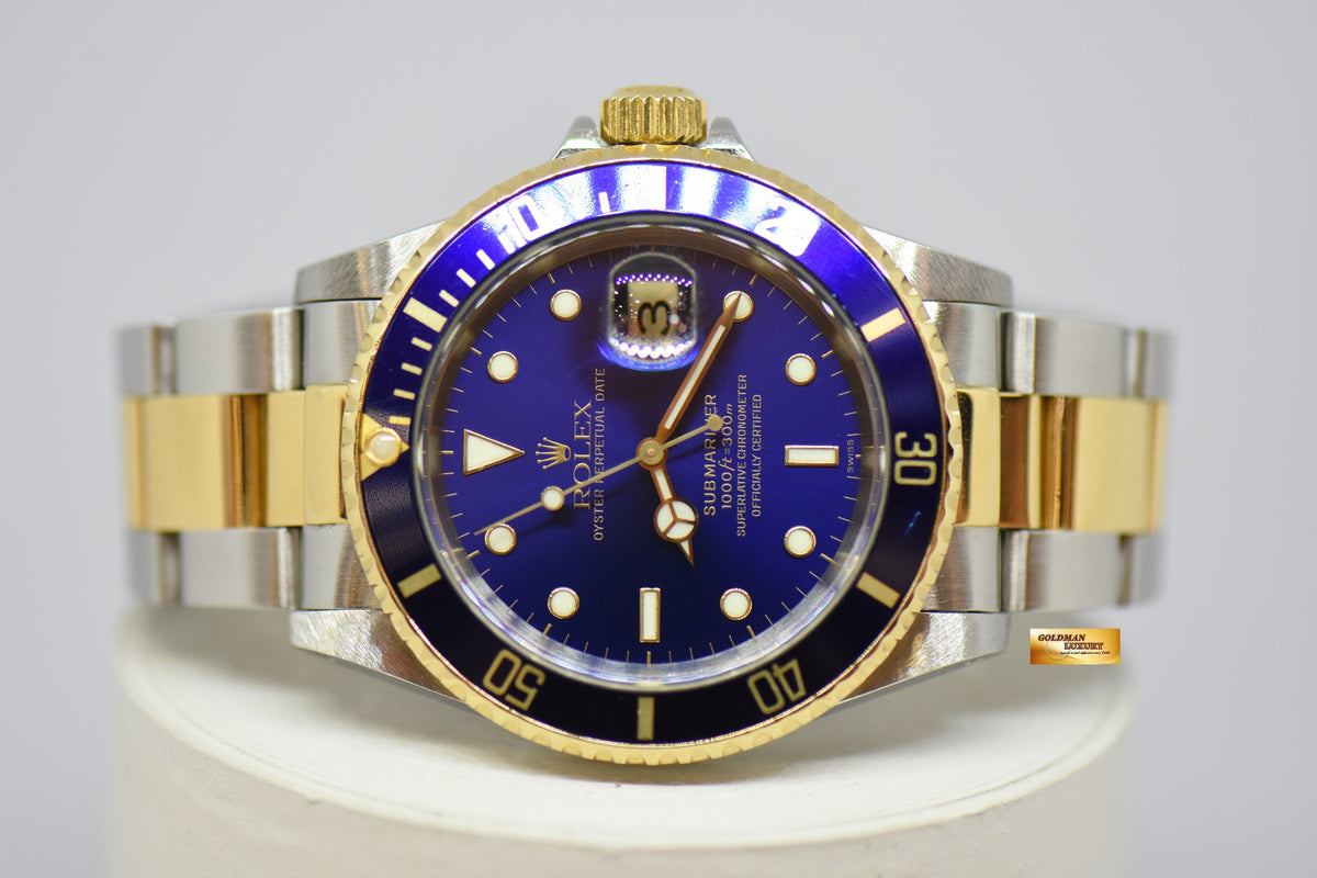 [SOLD] ROLEX OYSTER PERPETUAL SUBMARINER HALF-GOLD BLUE 16613LB (PINHOLE) (MINT)