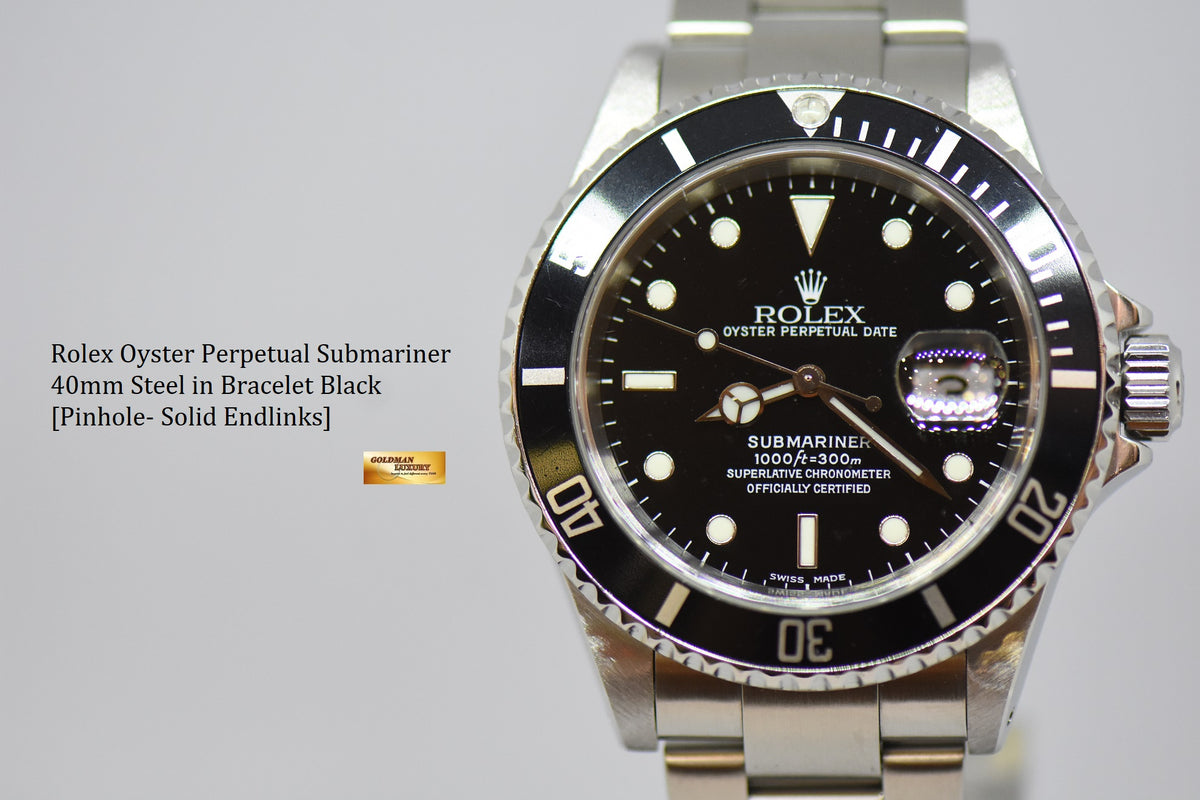 [SOLD] ROLEX OYSTER PERPETUAL SUBMARINER 40mm BLACK 16610 (PINHOLE – SOLID ENDLINKS) (MINT)