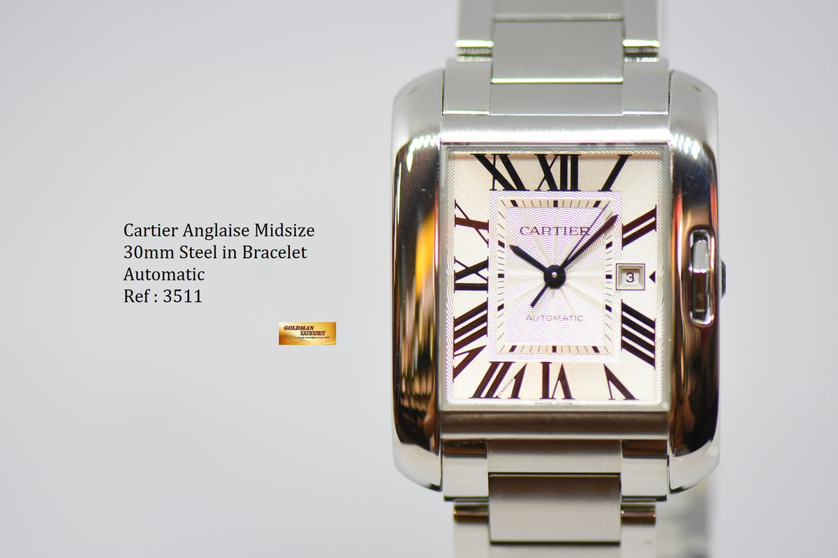 [SOLD] CARTIER ANGLAISE 30mm MIDSIZE STEEL IN BRACELET AUTOMATIC 3511 (MINT)
