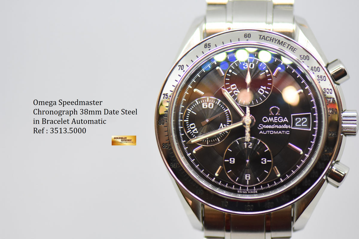 [SOLD] OMEGA SPEEDMASTER CHRONOGRAPH DATE 38mm STEEL IN BRACELET BLACK 3513.5000 (MINT)