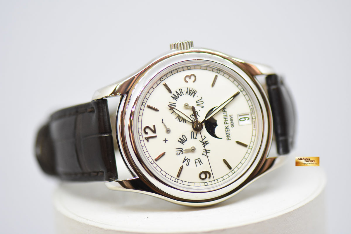 [SOLD] PATEK PHILIPPE COMPLICATIONS ANNUAL CALENDAR MOON-PHASE w/ POWER RESERVE 18K WHITE GOLD AUTOMATIC 5146G (MINT)