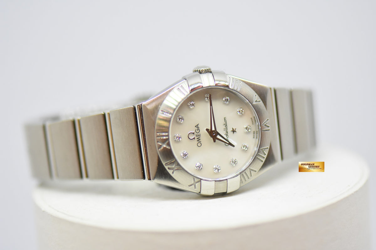 [SOLD] OMEGA CONSTELLATION 24mm STEEL IN BRACELET MOP DIAMOND DIAL QUARTZ (MINT)