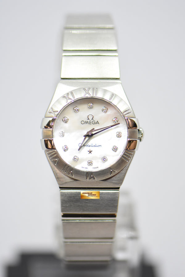 [SOLD] OMEGA CONSTELLATION 24mm STEEL IN BRACELET MOP DIAMOND DIAL QUARTZ (MINT)