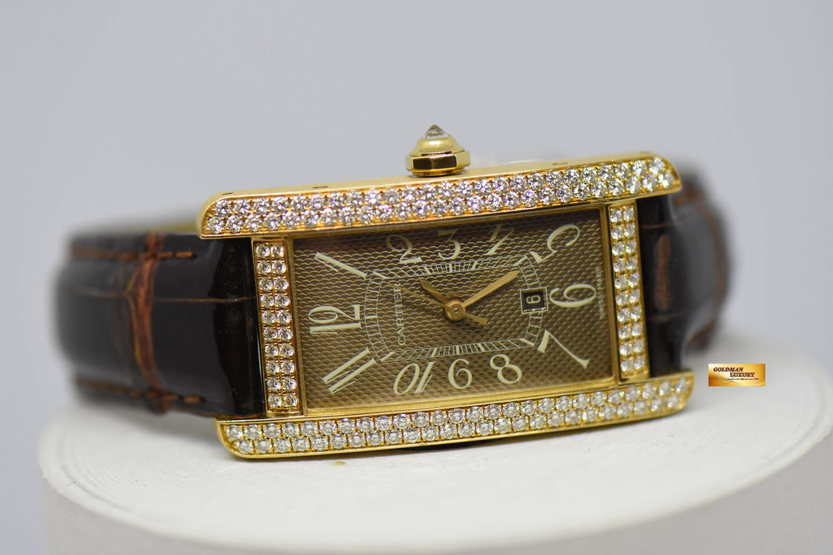 [SOLD] CARTIER TANK AMERICAINE LADIES 18K ROSE GOLD ORIGINAL FACTORY DIAMONDS AUTOMATIC 2483 (MINT)