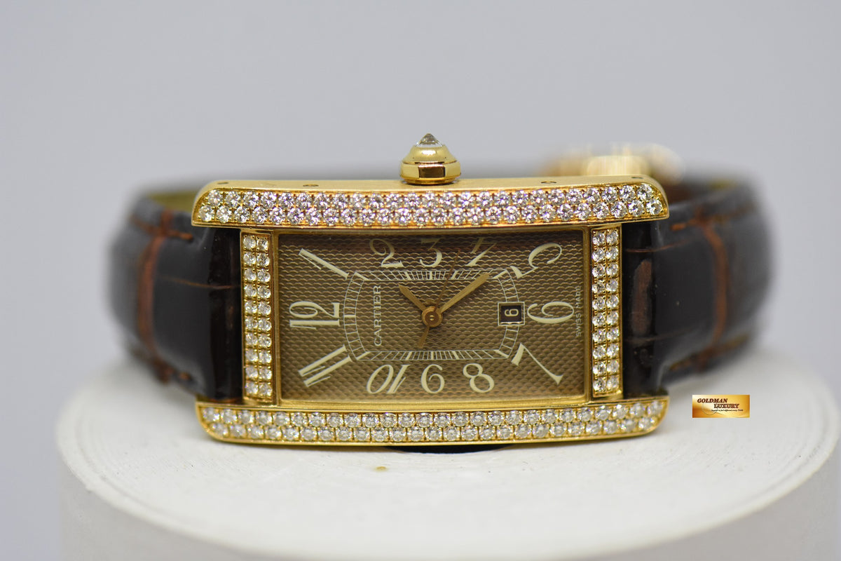 [SOLD] CARTIER TANK AMERICAINE LADIES 18K ROSE GOLD ORIGINAL FACTORY DIAMONDS AUTOMATIC 2483 (MINT)