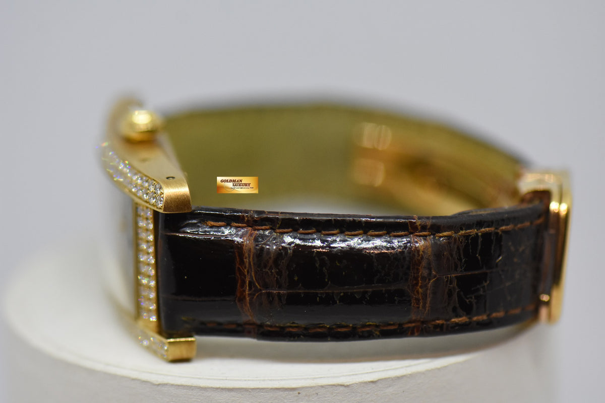 [SOLD] CARTIER TANK AMERICAINE LADIES 18K ROSE GOLD ORIGINAL FACTORY DIAMONDS AUTOMATIC 2483 (MINT)