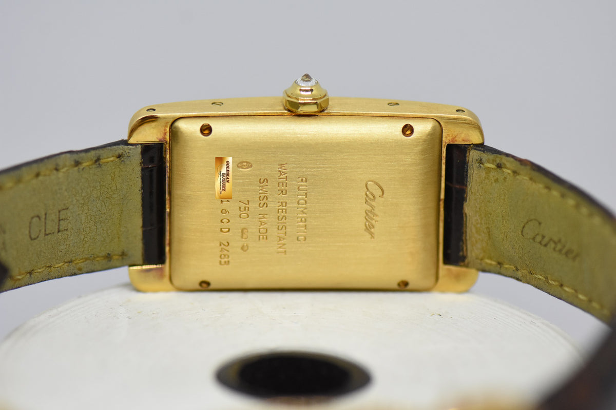 [SOLD] CARTIER TANK AMERICAINE LADIES 18K ROSE GOLD ORIGINAL FACTORY DIAMONDS AUTOMATIC 2483 (MINT)