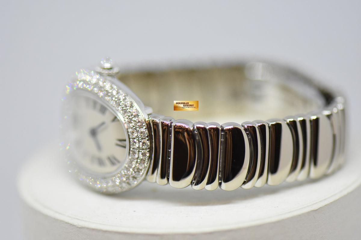 [SOLD] CARTIER BAIGNOIRE LADIES 18K WHITE GOLD ORIGINAL FACTORY DIAMONDS QUARTZ 1955 (MINT)