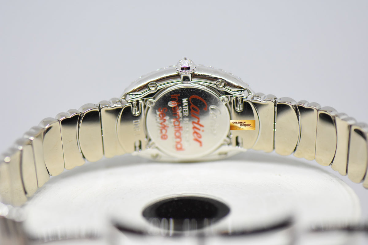[SOLD] CARTIER BAIGNOIRE LADIES 18K WHITE GOLD ORIGINAL FACTORY DIAMONDS QUARTZ 1955 (MINT)