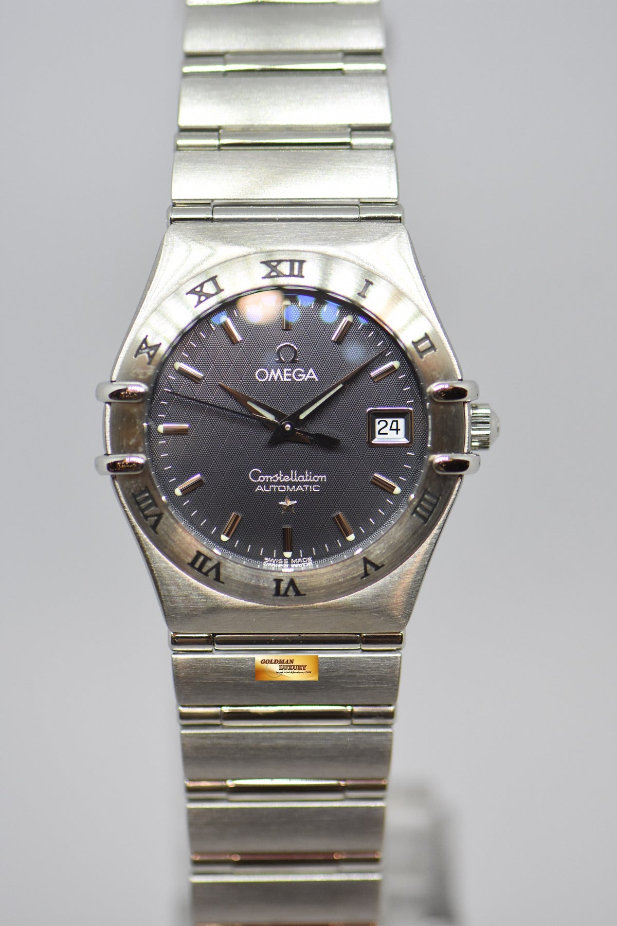 [SOLD] OMEGA CONSTELLATION LADIES 27mm STEEL IN BRACELET TEXTURED BLUE DIAL AUTOMATIC 1592.4000 (NEAR MINT)