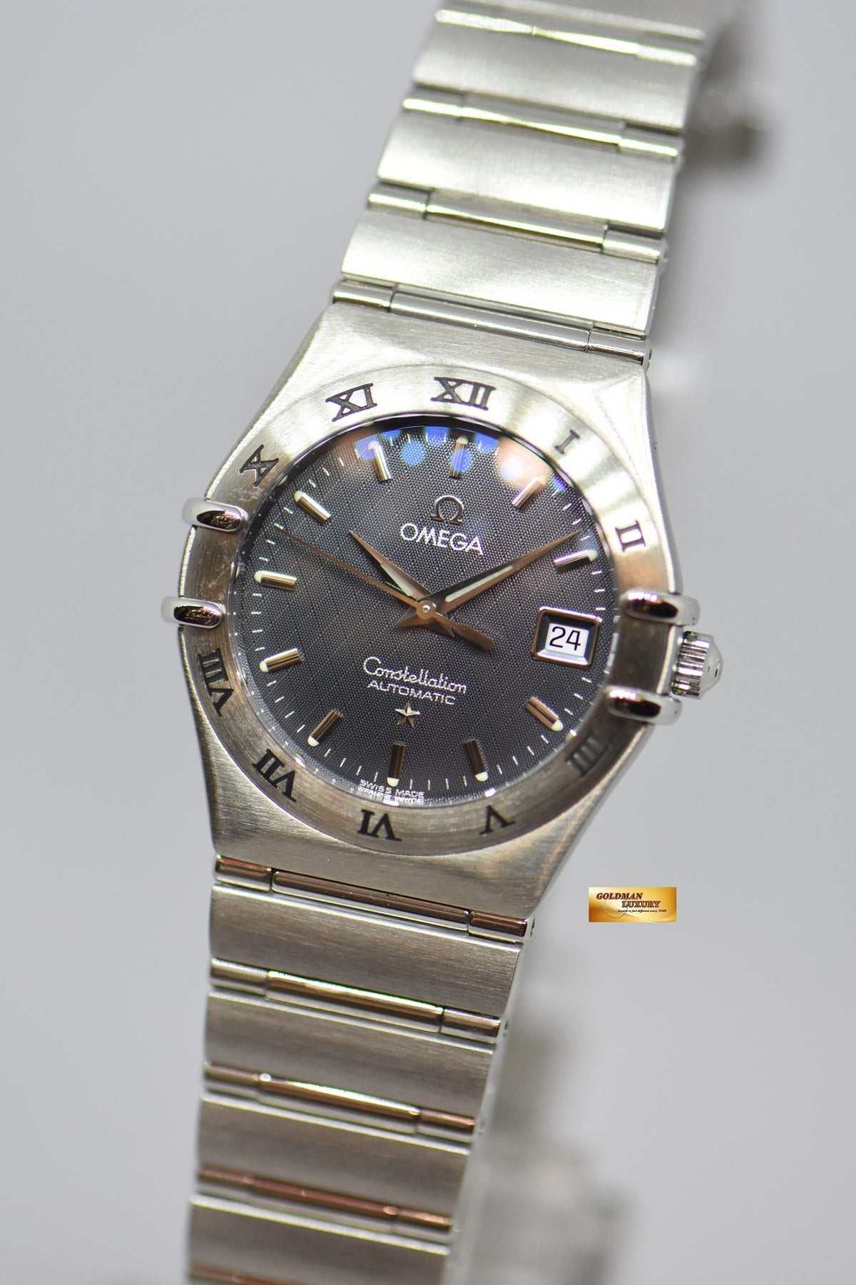 [SOLD] OMEGA CONSTELLATION LADIES 27mm STEEL IN BRACELET TEXTURED BLUE DIAL AUTOMATIC 1592.4000 (NEAR MINT)