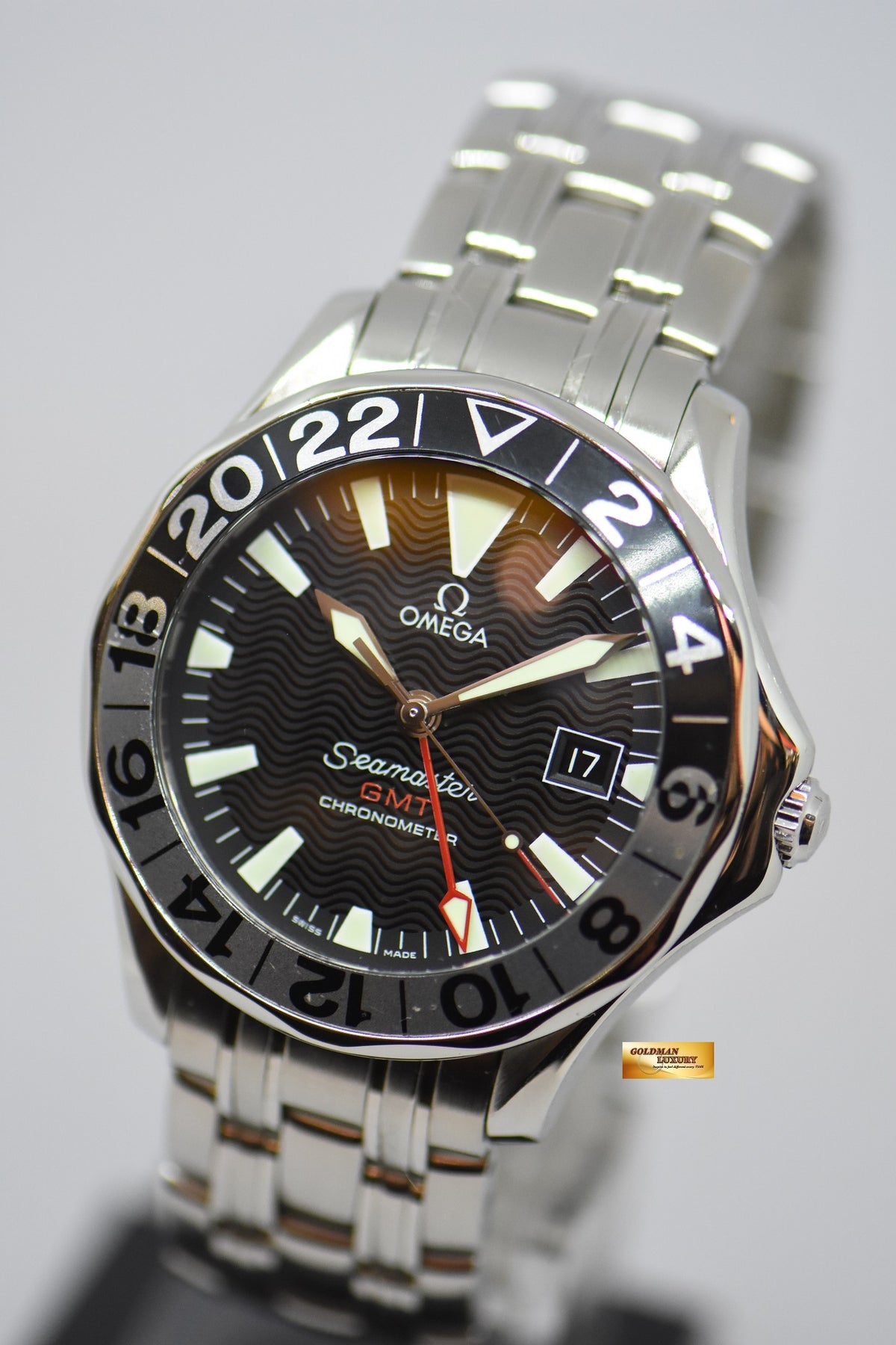 [SOLD] OMEGA SEAMASTER 300 GMT “50TH ANNIVERSARY” STEEL IN BRACELET BLACK DIAL AUTOMATIC 2534.5000 (NEAR MINT)