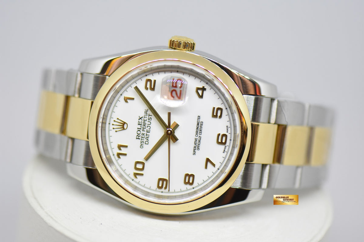 [SOLD] ROLEX OYSTER DATEJUST 36mm ARABIC NUMERAL DIAL HALF-GOLD OYSTER BRACELET AUTOMATIC 116203 (LNIB)