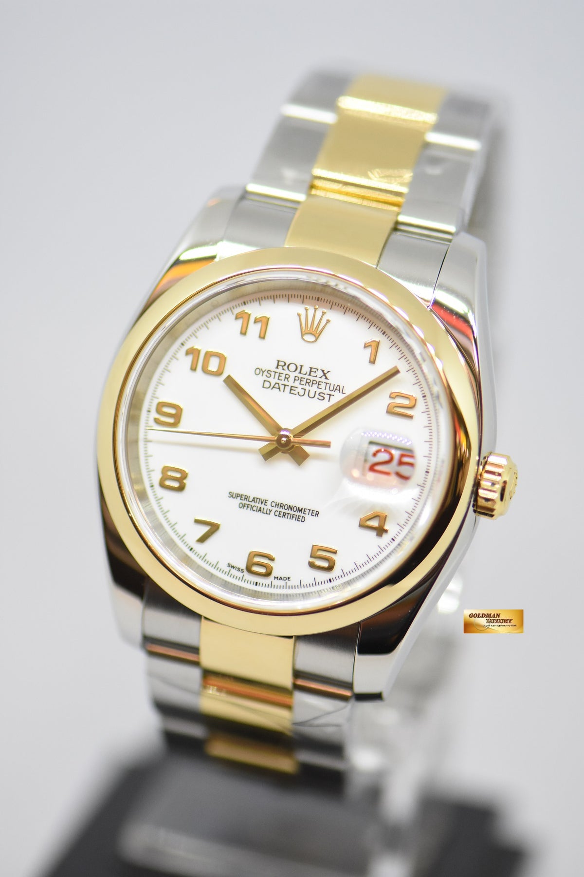[SOLD] ROLEX OYSTER DATEJUST 36mm ARABIC NUMERAL DIAL HALF-GOLD OYSTER BRACELET AUTOMATIC 116203 (LNIB)
