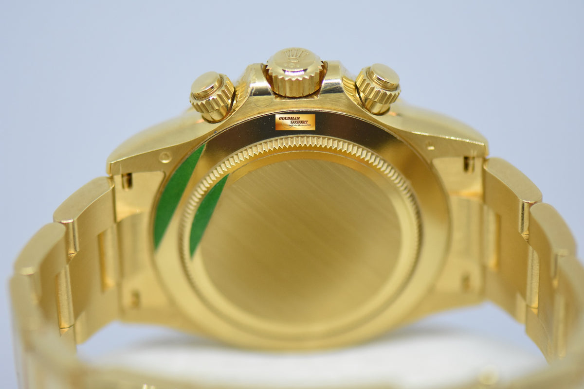 [SOLD] ROLEX OYSTER PERPETUAL DAYTONA CHRONOGRAPH 40mm GOLD IN BRACELET EMERALD GREEN DIAL 116508 (UNPOLISHED SET)