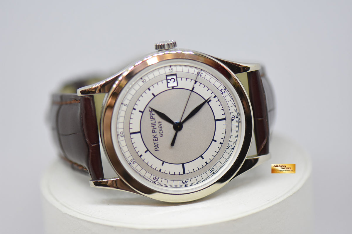 [SOLD] PATEK PHILIPPE CALATRAVA 38mm WHITE GOLD SECTOR DIAL AUTOMATIC 5296G (NEAR MINT)