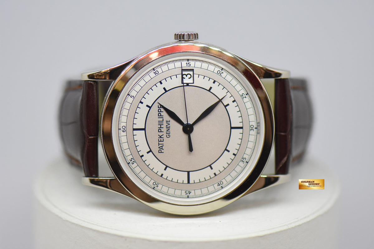 [SOLD] PATEK PHILIPPE CALATRAVA 38mm WHITE GOLD SECTOR DIAL AUTOMATIC 5296G (NEAR MINT)