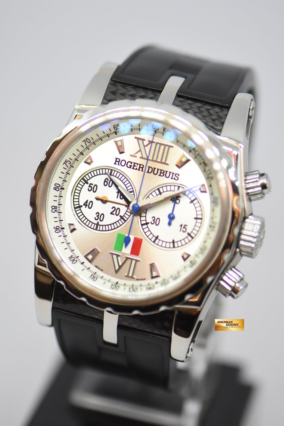 [SOLD] ROGER DUBUIS SYMPATHIE CHRONOGRAPH 43mm ITALIAN EDITION STEEL IN RUBBER MANUAL WINDING LIMITED EDITION OF 88 (NEAR MINT)