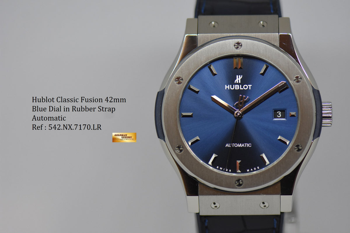 [SOLD] HUBLOT CLASSIC FUSION 42mm STEEL / TITANIUM AUTOMATIC BLUE 542.NX.7170.LR (MINT)