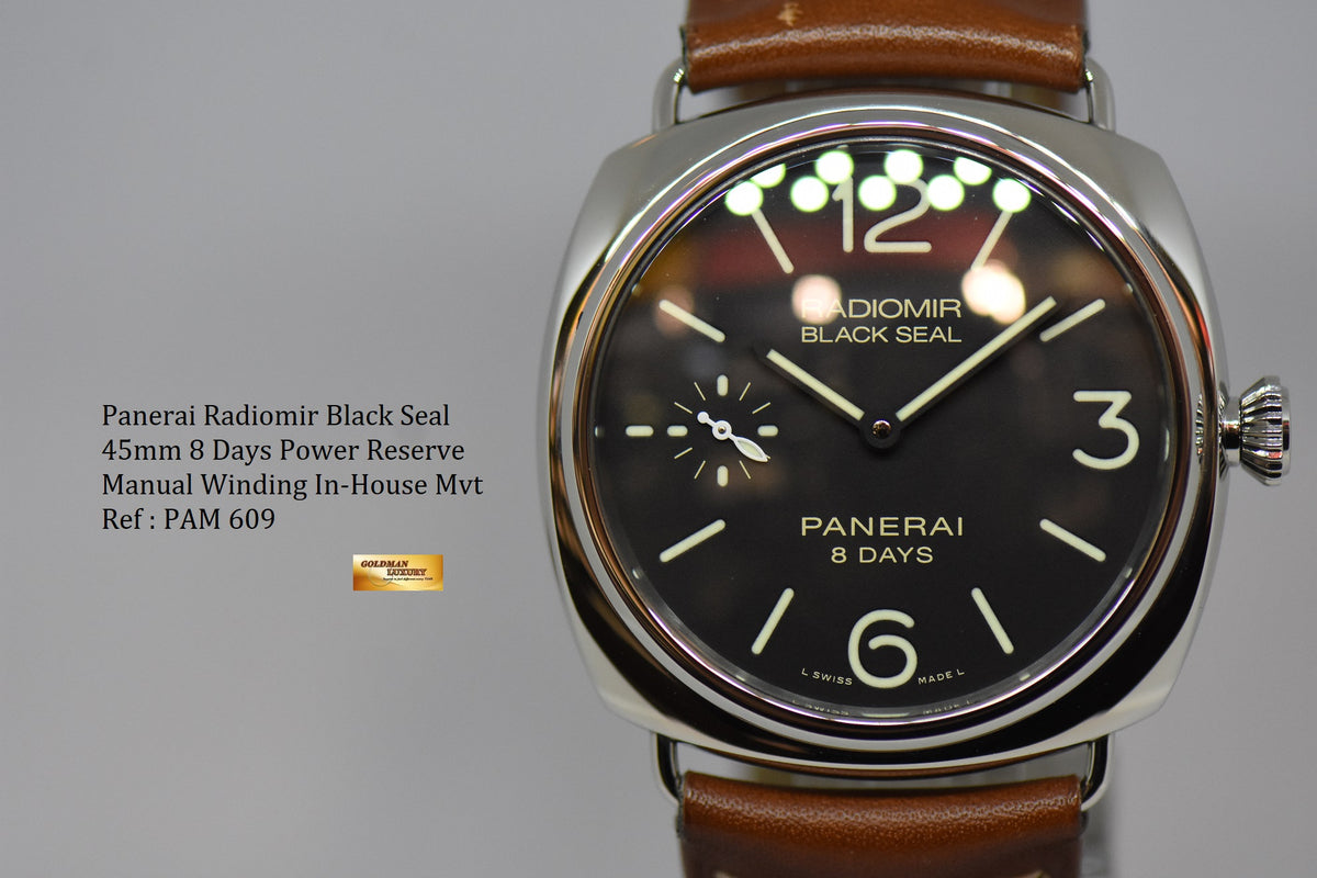 [SOLD] PANERAI RADIOMIR BLACK SEAL 45mm 8 DAYS POWER RESERVE P.5000 MANUAL WINDING PAM 609 (LNIB)