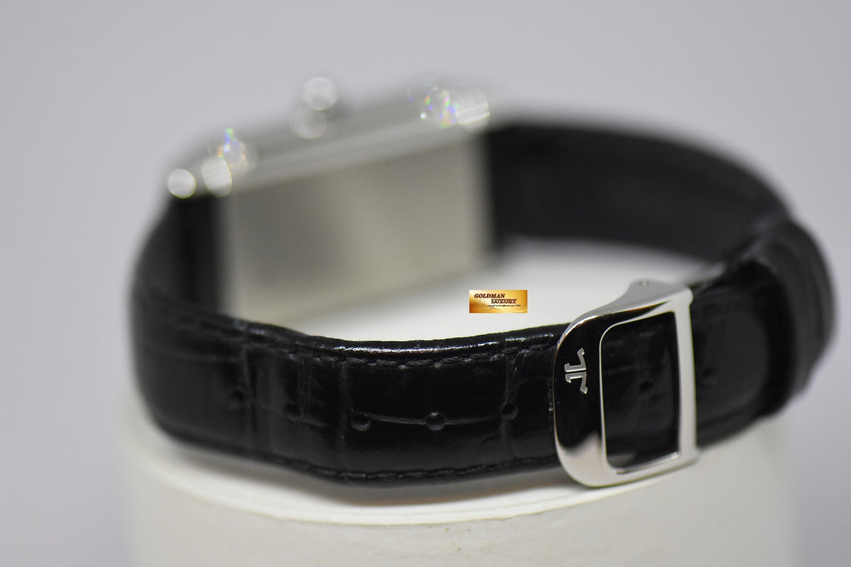 [SOLD] JLC DUETTO CLASSIQUE REVERSO STEEL IN LEATHER DIAMONDS ON FLIP SIDE MANUAL WINDING Q2568402 (MINT)