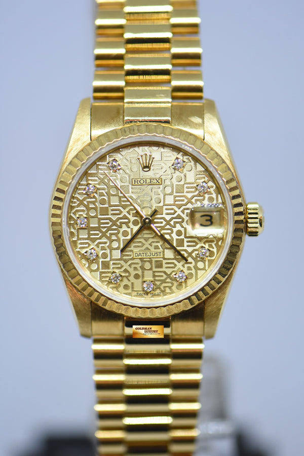 [SOLD] ROLEX OYSTER PERPETUAL DATEJUST 31mm GOLD DIAMOND COMPUTER DIAL 68278 (MINT)