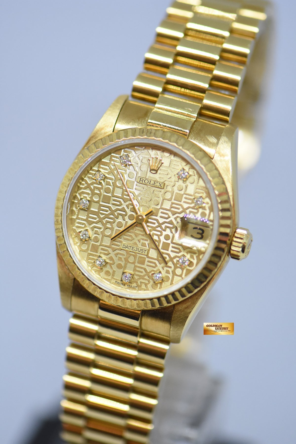 [SOLD] ROLEX OYSTER PERPETUAL DATEJUST 31mm GOLD DIAMOND COMPUTER DIAL 68278 (MINT)