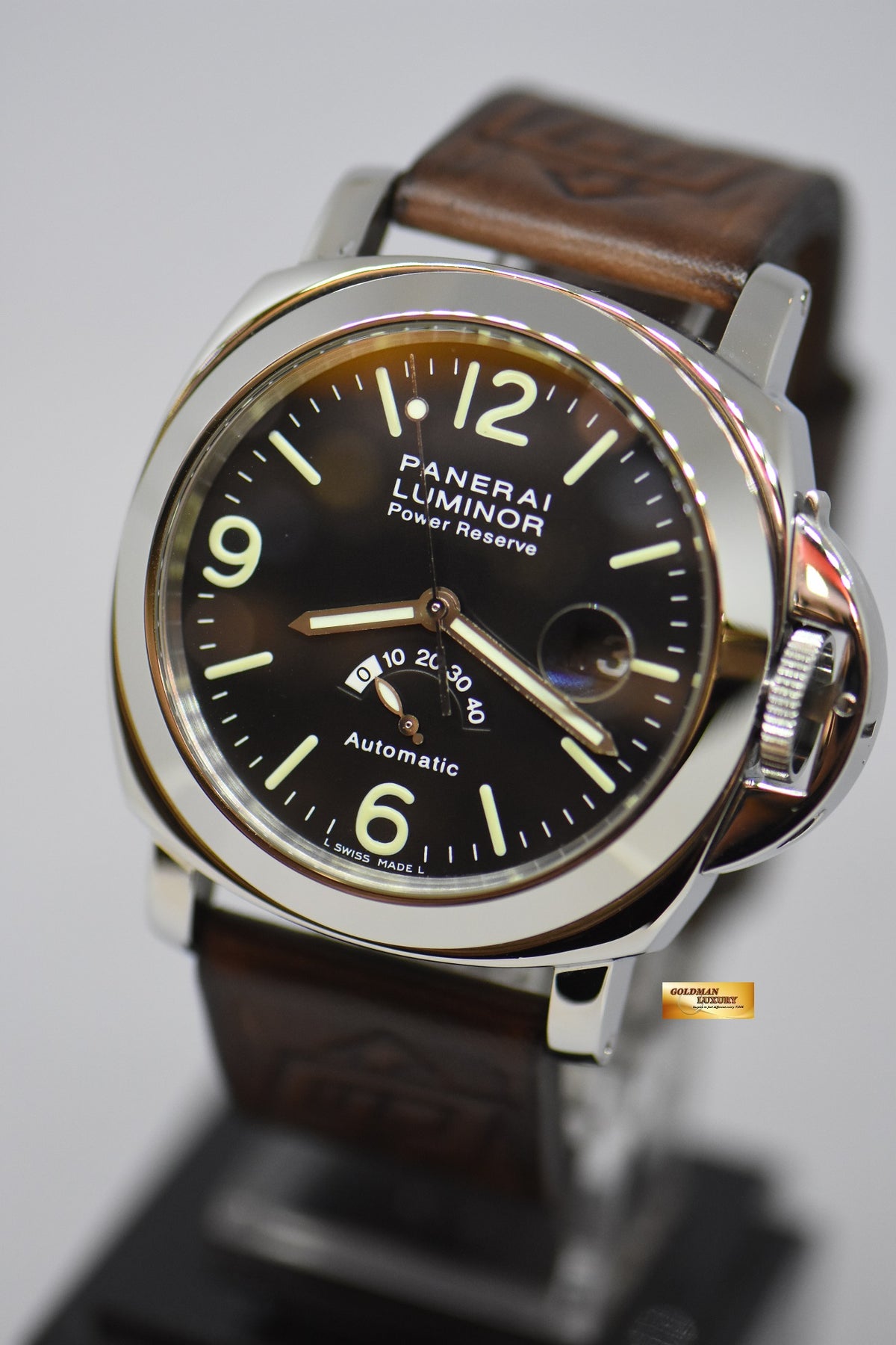 [SOLD] PANERAI LUMINOR MARINA 44mm POWER RESERVE STEEL IN LEATHER STRAP PAM 27 AUTOMATIC (MINT)