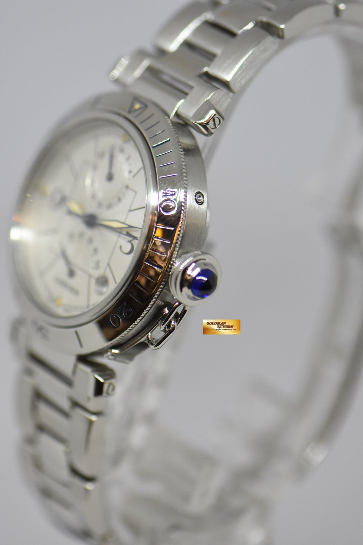 [SOLD] CARTIER PASHA GMT POWER RESERVE 38mm STEEL IN BRACELET AUTOMATIC 2388 (NEAR MINT)