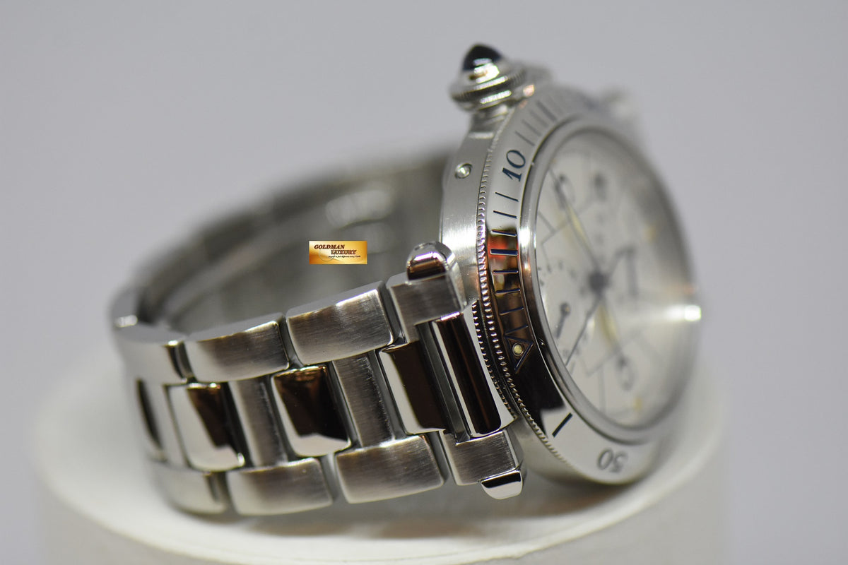 [SOLD] CARTIER PASHA GMT POWER RESERVE 38mm STEEL IN BRACELET AUTOMATIC 2388 (NEAR MINT)