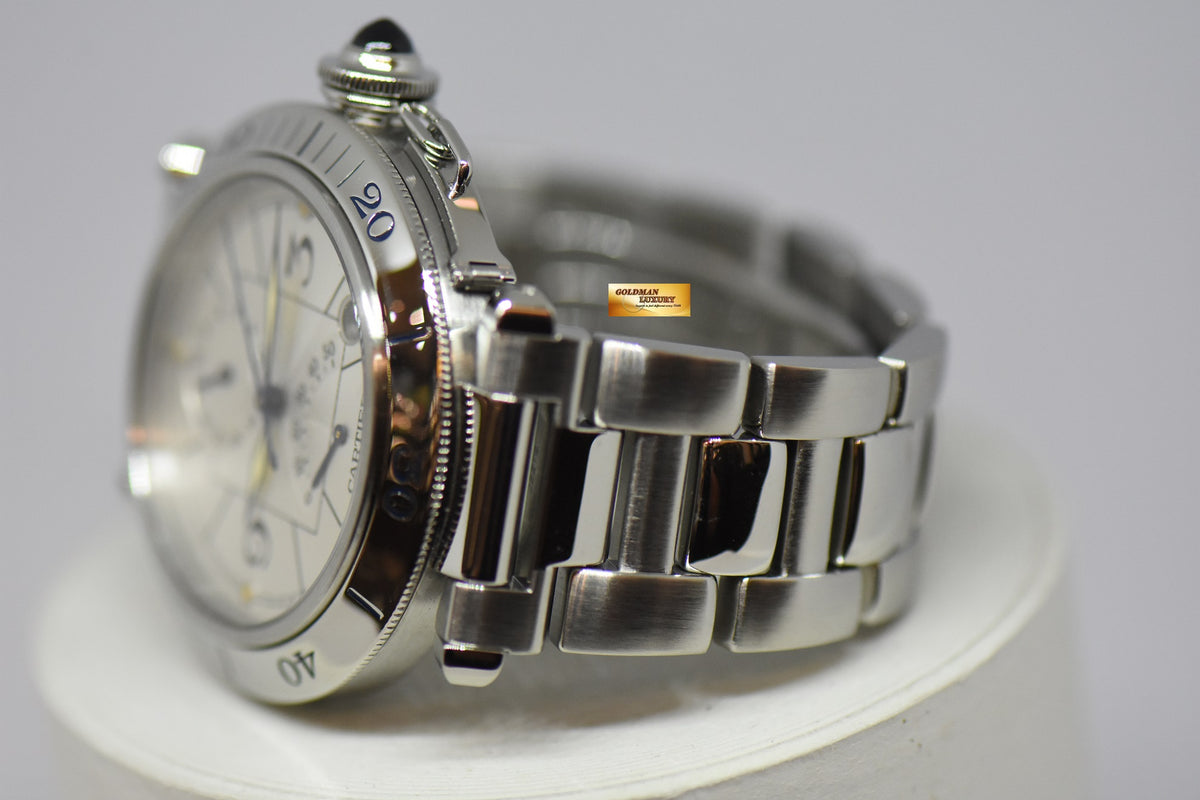 [SOLD] CARTIER PASHA GMT POWER RESERVE 38mm STEEL IN BRACELET AUTOMATIC 2388 (NEAR MINT)