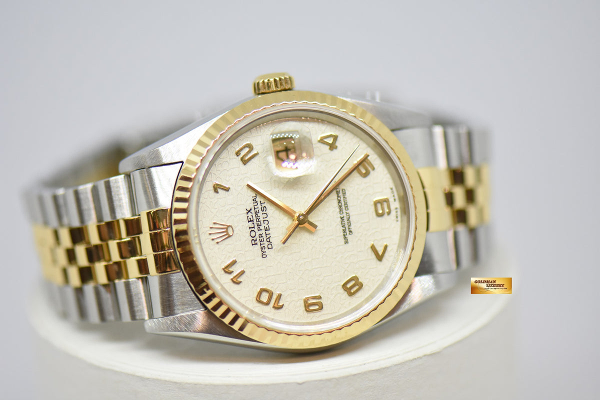 [SOLD] ROLEX OYSTER DATEJUST 36mm ARABIC NUMERAL COMPUTER DIAL HALF-GOLD JUBILEE BRACELET AUTOMATIC 16233 (MINT)