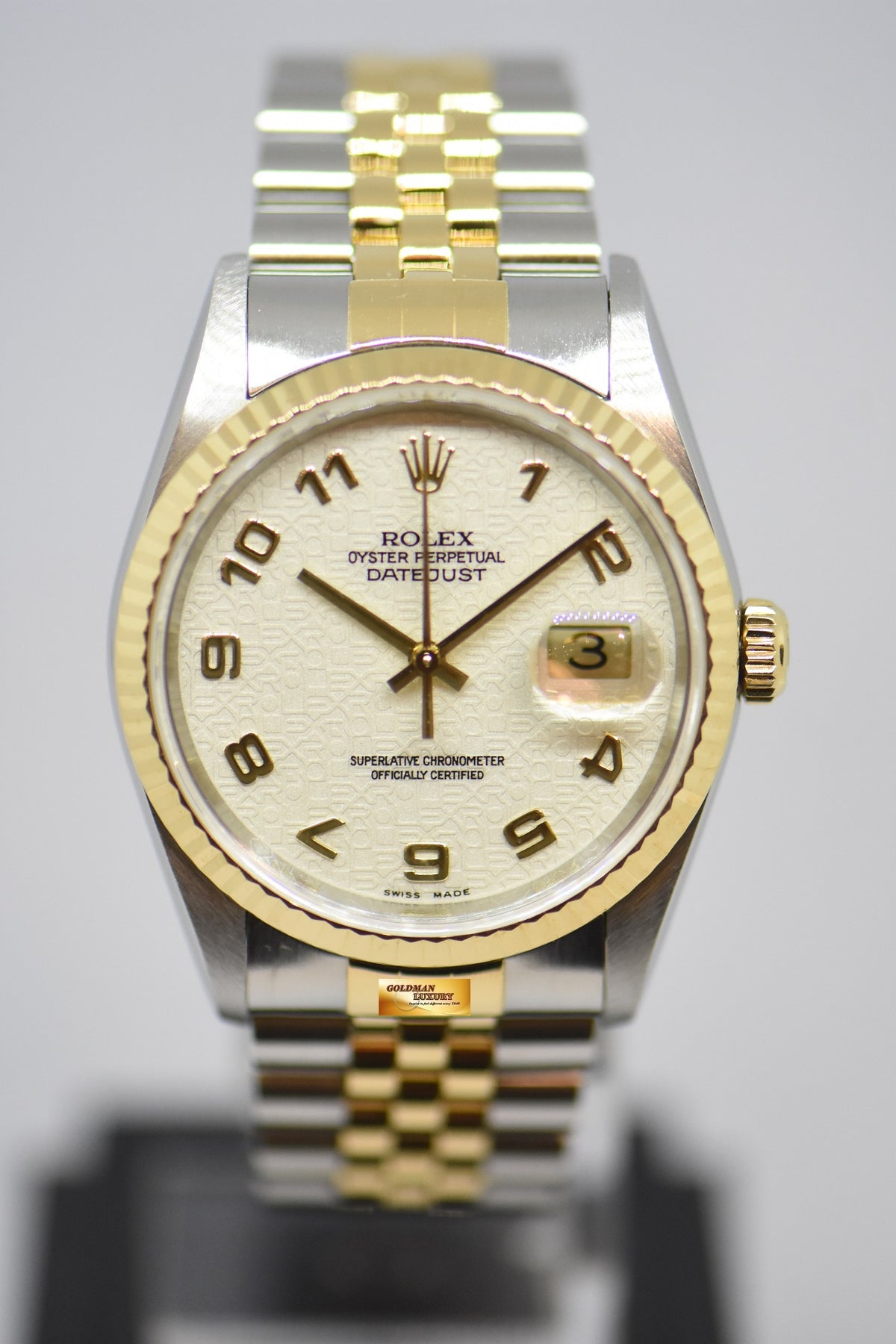 [SOLD] ROLEX OYSTER DATEJUST 36mm ARABIC NUMERAL COMPUTER DIAL HALF-GOLD JUBILEE BRACELET AUTOMATIC 16233 (MINT)